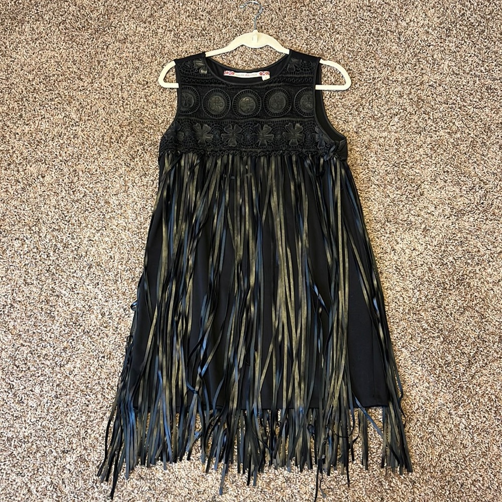 Black fringe dress, Chelsea and violet size large